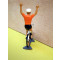 Figurine cycliste : maillot orange du vainqueur du tour de Hollande, bras levés